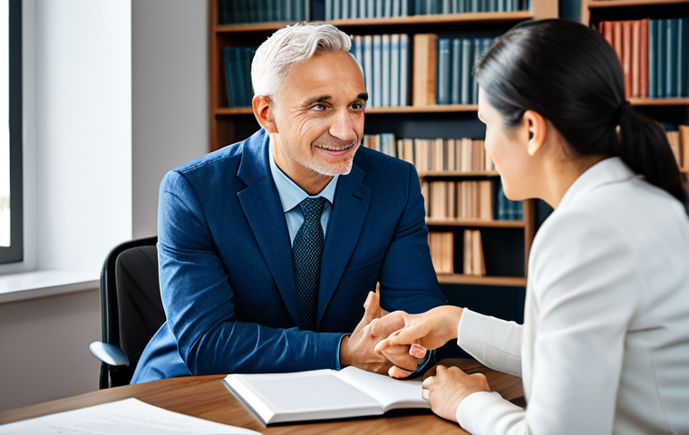 **

A psychologist counselor in a bright and modern office, engaging with a client in a comfortable setting, fully clothed in professional attire, safe for work, appropriate content, showing empathy and support. Background includes bookshelves and calming artwork. Perfect anatomy, natural proportions, well-formed hands, proper finger count, professional, modest, family-friendly.

**